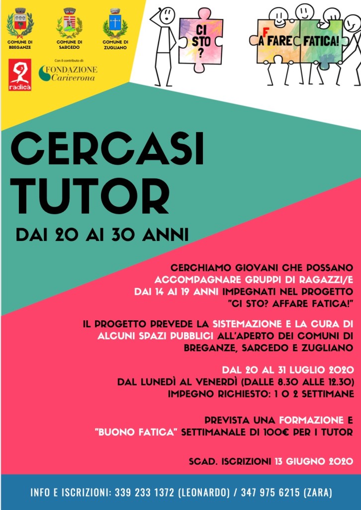 def cercasi tutor per CI STO AFFARE FATICA 2020